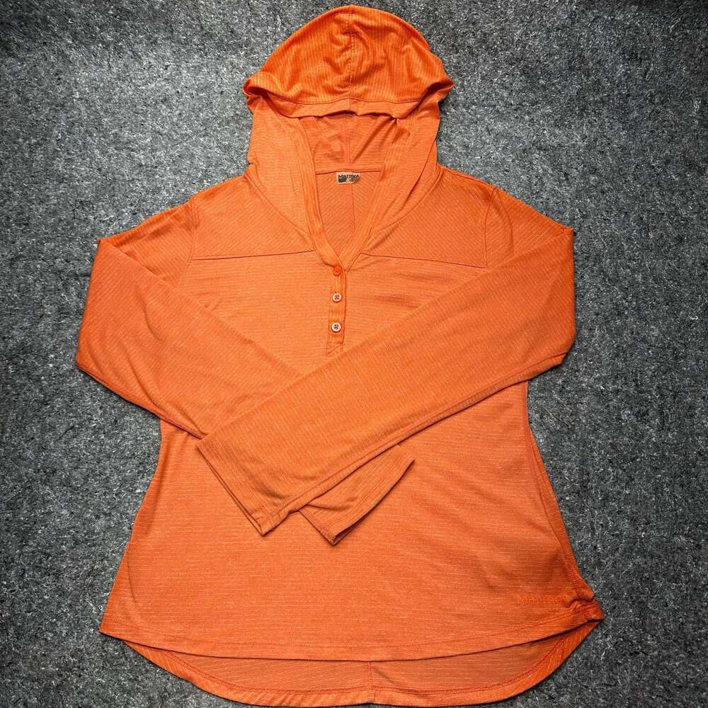 Marmot Women's Size S Orange Long Sleeve Henley Hoodie